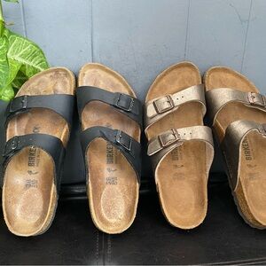 Lot 2 Birkenstock Sydney in Black and Brown Sandals 38/7 Women’s